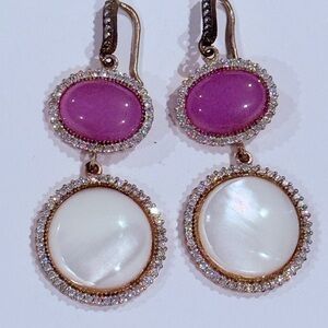 Elegant Pink and White Drop Earrings